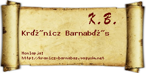 Kránicz Barnabás névjegykártya