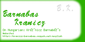 barnabas kranicz business card
